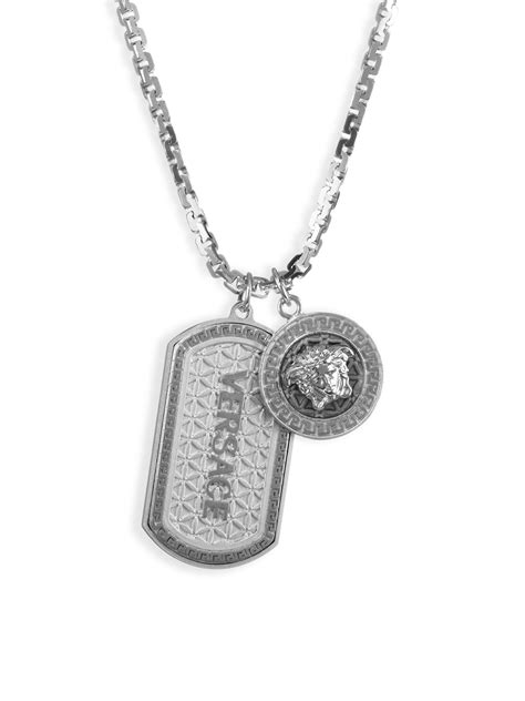 versace double dog tag necklace price|Versace Mens Medusa Dog Tag Logo Pendant Necklace in .